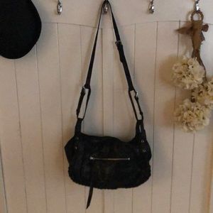 Joelle Hawkens Black Metallic Shoulder Saddle Bag